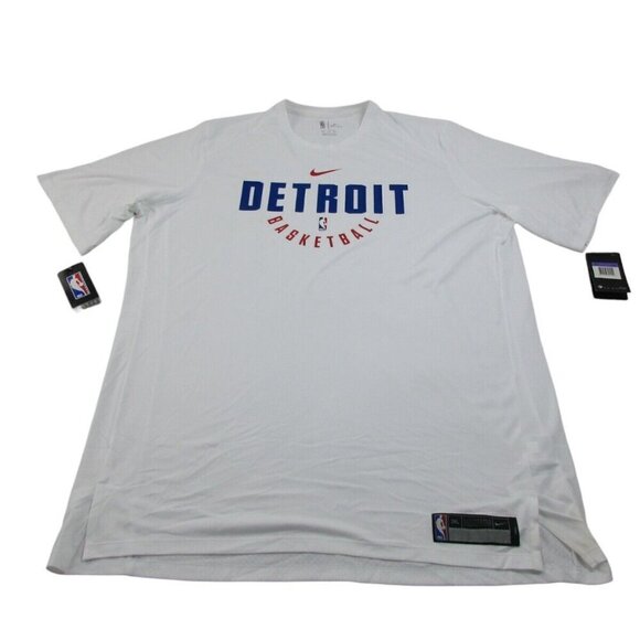 New Detroit Pistons Shirt Mens 3XL Tall White Nike NBA Basketball Sports Dri Fit - Picture 1 of 14
